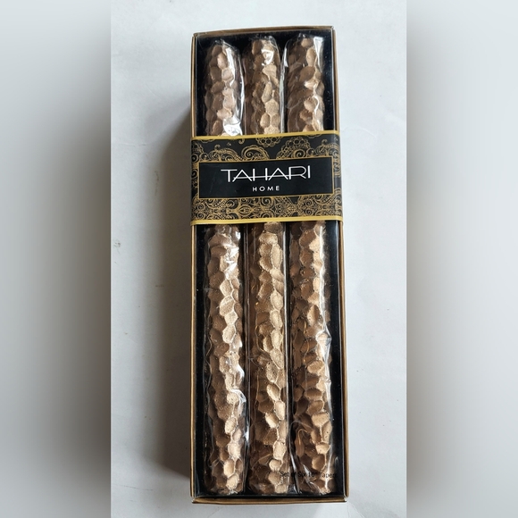 Tahari Home Bronze Sculpted Taper Candles Set - Picture 1 of 5